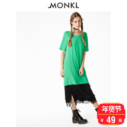 MONKI 2017年秋冬简约优雅轻盈宽松纯色直筒T恤连衣裙 女 0457923