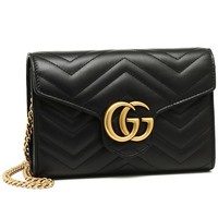 GUCCI 古驰 GG MARMONT 2.0 系列 474575 DRW1T 女士斜挎包 黑色