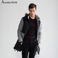 Artsdon 阿仕顿 男士连帽拼接羽绒服 A4080095 黑色 185/XXL