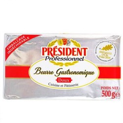 President 总统 发酵型动物淡味黄油块 500g *4件
