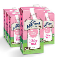 京东PLUS会员、限地区：So Natural 澳伯顿 脱脂UHT牛奶 1L*12盒 *3件