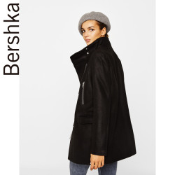 Bershka 女士 2018春季黑色外套拉链保暖呢子