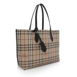 BURBERRY 博柏利 Haymarket 女士格纹牛皮双面单肩包 