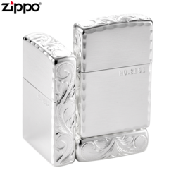 美国原产 Zippo 纯银镀层 三面雕刻收藏级打火机