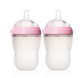 可么多么（como tomo）EN250TP 婴儿全硅胶防摔奶瓶 粉色 宽口径 250ML 两个装 *3件