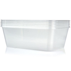 奥美洁 一次性餐盒方形透明塑料打包保鲜盒20只装带盖750毫升067 *3件