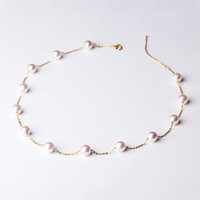 QianXing 千星珠宝 14k金淡水珍珠项链 40cm 15颗珍珠