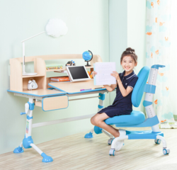 心家宜 儿童学习桌椅套装 学习桌可升降儿童书桌椅组合 王子蓝
