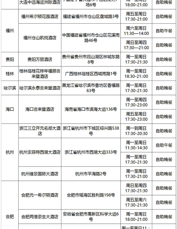 全国43城99家高端酒店 双人自助餐2次通用券+10次双人五折权益+2次下午茶