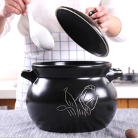 泥火匠 黑色手工刻花汤煲 砂锅炖锅 5L