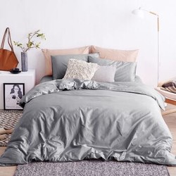 2大朴（DAPU）套件家纺 A类床品 精梳纯棉四件套 简约纯色床单被罩 素色 深灰色 1.5米床 200*230cm