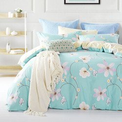 博洋（BEYOND）纯棉被套床单被罩床品套件 高支全棉斜纹花卉四件套 薇香 加大双人1.5米床