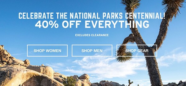 Eddie Bauer美国官网 庆祝国家公园100周年 全场户外用品促销
