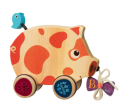 B.toys 比乐 BX1393Z 木制小猪拖拉玩具 *2件