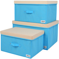 百草园 分盖收纳箱整理箱  28L+40L+60L 3个装 蓝色