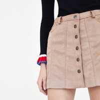 ZARA TRF 03427170806/03427170622 绒面质感迷你裙 