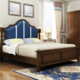 皮耐迪 床 实木床 美式乡村 卧室家具 双人床(胡桃色蓝靠 1.8*2.0) *2件