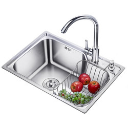 卡贝（Cobbe)厨房水槽单槽洗菜盆304不锈钢洗碗池套餐