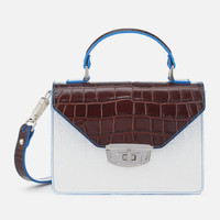  Ganni Gallery Contrast 鳄鱼纹拼色斜挎包 白色