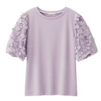 GU 极优 300643 女士绣花袖T恤