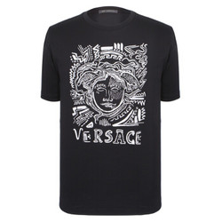 VERSACE 范思哲 18春夏  男士黑色短袖T恤衫 A78927 A224589 A008  XL