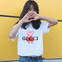 ins超火的上衣短袖2018夏新款小猪佩奇快手抖