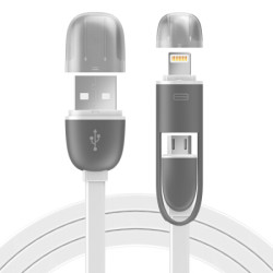 RND 苹果Lightning/Micro USB接口二合一数据线 1米