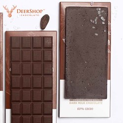 驯鹿deershop 60%洪都拉斯海盐牛奶黑巧克力美国进口高可可脂62g