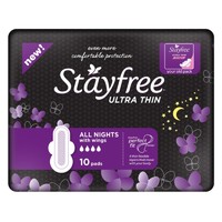 Stayfree  纯棉超薄双翼超大流量夜用卫生巾 10片装