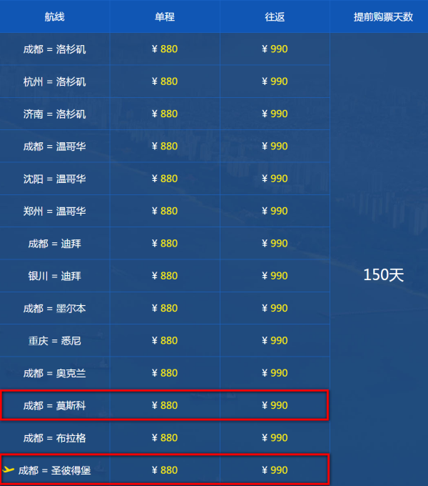 最全的中国-俄罗斯直飞航班清单，都帮你整理好了