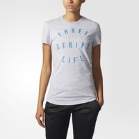 adidas 阿迪达斯 Three Stripe Life 女士短袖T恤
