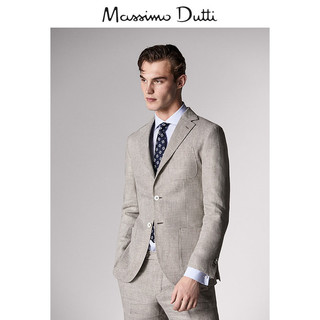 Massimo Dutti 02036098710 男士修身版千鸟格纹亚麻西服