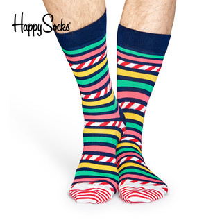 Happy Socks 男士条纹斜线中筒袜
