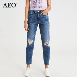 AEO American Eagle女士高腰宽松版妈妈牛仔