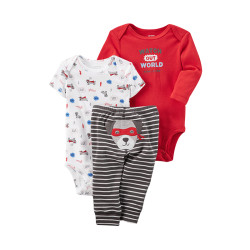 carter's 18春夏 男婴童 小狗条纹印花三角爬服