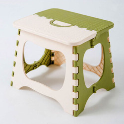 铭祥顺 塑料折叠凳子加厚卡通小椅子便携式手提小板凳马扎 竹编（绿色小号）