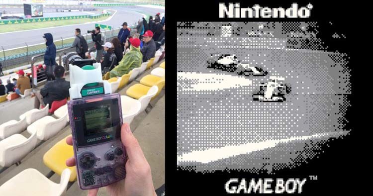 有网友使用Gameboy加外接镜头拍摄的F1比赛