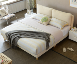 A家家具 床 北欧卧室家具实木脚布艺床 现代简约可拆洗软包床 1.8米双人床 米黄色 DA0120-180