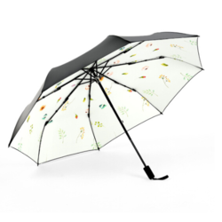 PARAKITO 帕洛奇 花物语系列 黑胶三折晴雨两用伞 米白色