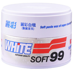 SOFT99丽彩白色上光软蜡 去污蜡汽车蜡 防紫外线保护蜡 白色车专用 MM-10024内含打蜡海绵 *4件