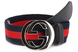 GUCCI 古驰 GUCCI腰带 男士红蓝标带帆布板扣腰带 411924 H917N 8497