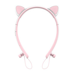 padmate   无线蓝牙耳机 头戴式/入耳式女生可爱猫耳耳机 MongDa X9B 少女粉 猫耳耳机