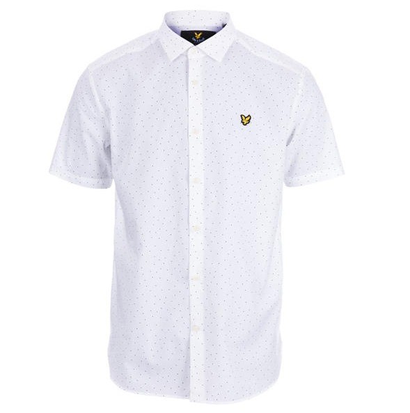 Lyle & Scott 苏格兰金鹰 男士纯棉短袖衬衫 迷你方点白色 M