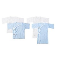 Purcotton 全棉时代 804-000024-01 婴儿纱布和袍 长款 2件装+短款 2件装 蓝色+白色 59/44cm