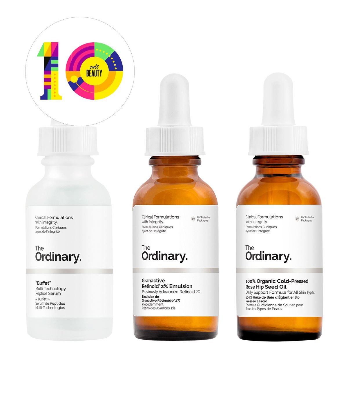  The Ordinary The Cult Heroes Collection 三件套（Buffet精华液30ml+维A醇30ml+玫瑰果油30ml）