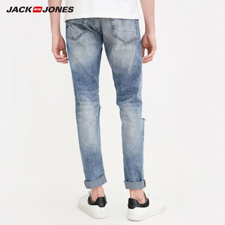 JackJones 杰克琼斯 218132566 男士破洞磨白牛仔裤