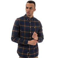 Lyle & Scott 苏格兰金鹰 男士格子长袖衬衫 海军蓝 M