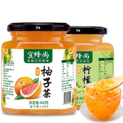 宜蜂尚 蜂蜜柚子茶+柠檬茶组合 460g*2瓶