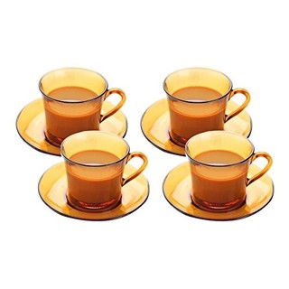 DURALEX 多莱斯 简约咖啡杯碟套装 4套 透明色