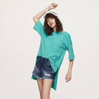 GU 极优 304210 女士花式下摆长款T恤